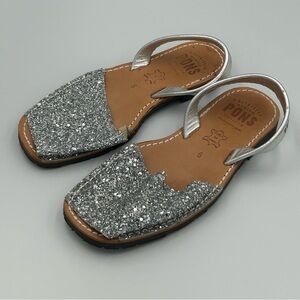Pons Avarcas Classic Style Glitter Silver Size 6 Sandals Shoes